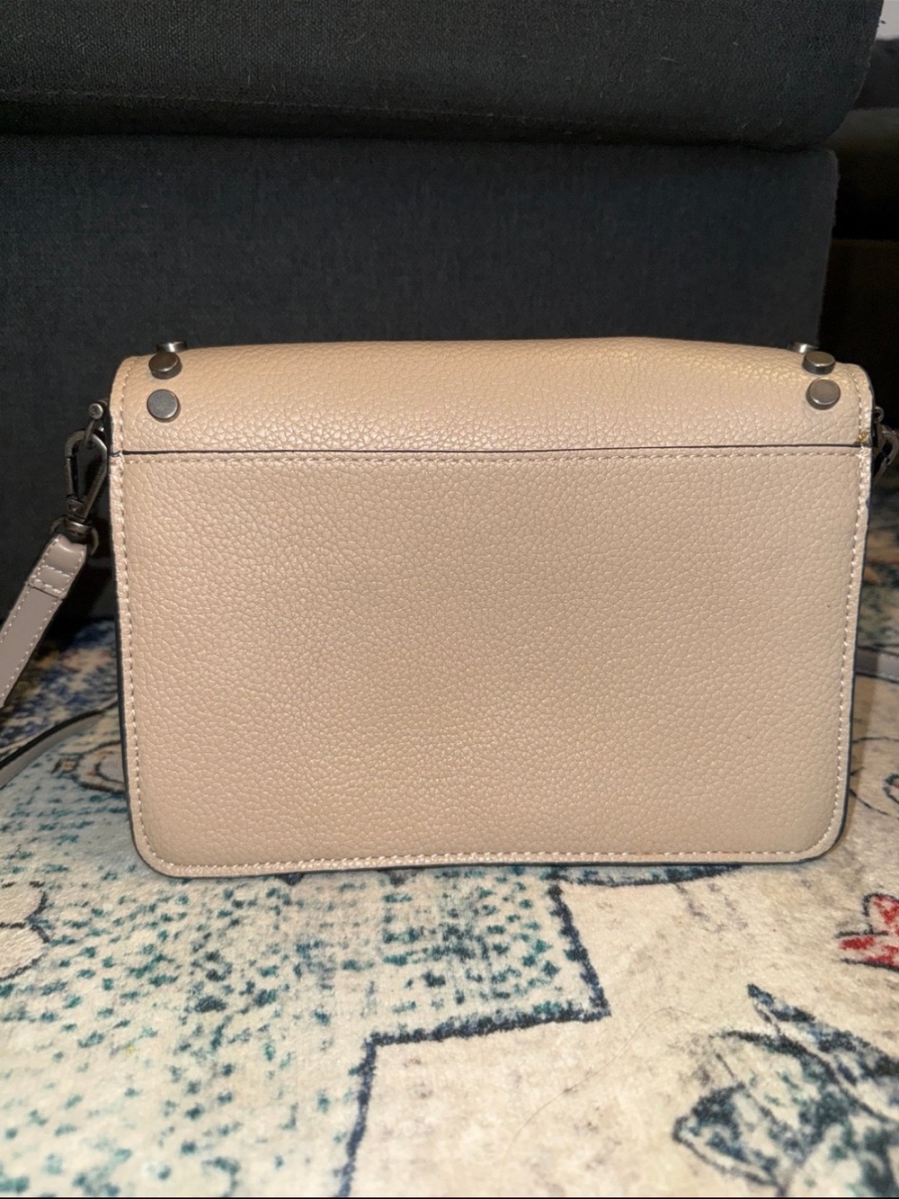 Steve Madden Taupe Pebbled Leather Studded Crossbody - Picture 3 of 6